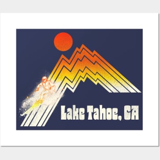 Lake Tahoe California 70s/80s Retro Souvenir Style Skiing Posters and Art